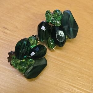 Vintage Made In Western Germany green clip on earrings